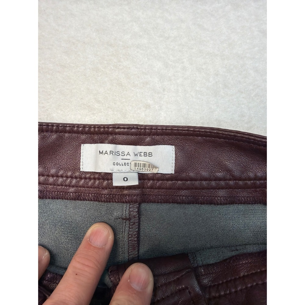 Marissa Webb Collective Burgundy Vegan Faux Leather Wide Leg Pants Size 0 - Picture 5 of 8